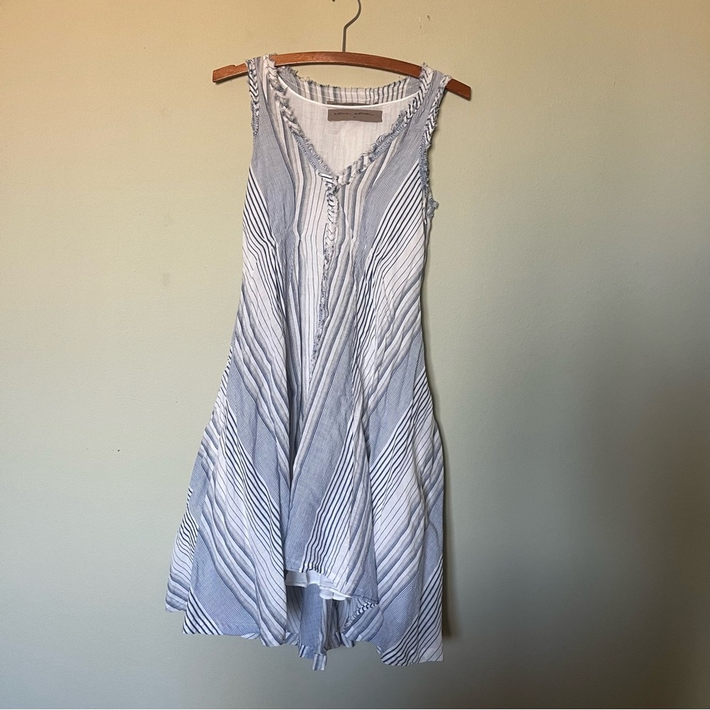 Alicia Alicia Midi Sundress Blue Stripe Raw Hem 100% cotton, Size S